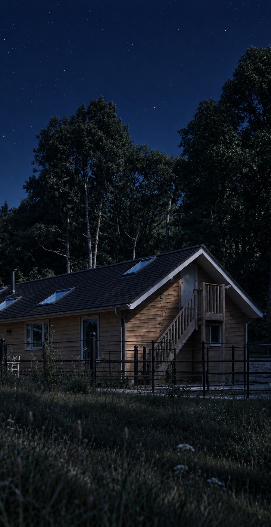 The Old Workshop beneath a clear starry night sky